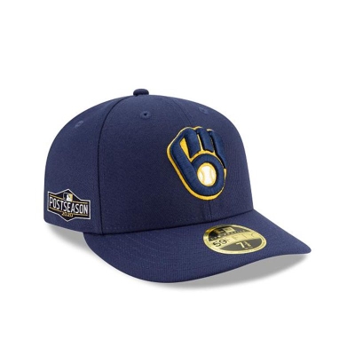 Milwaukee Brewers Gorra | New Era MLB Postseason Side Patch Low Profile 59fifty Fitted Cap Mexico - Azules